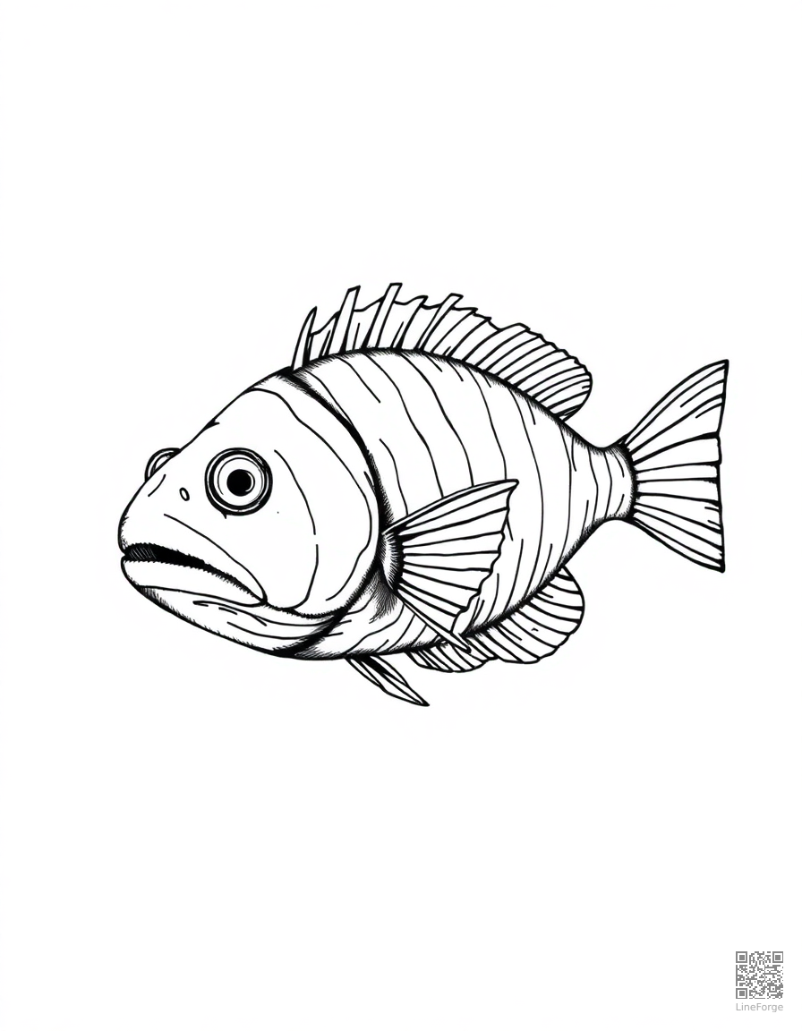 A deep sea anglerfish with bioluminescent lure coloring page Crosshatch style - free printable