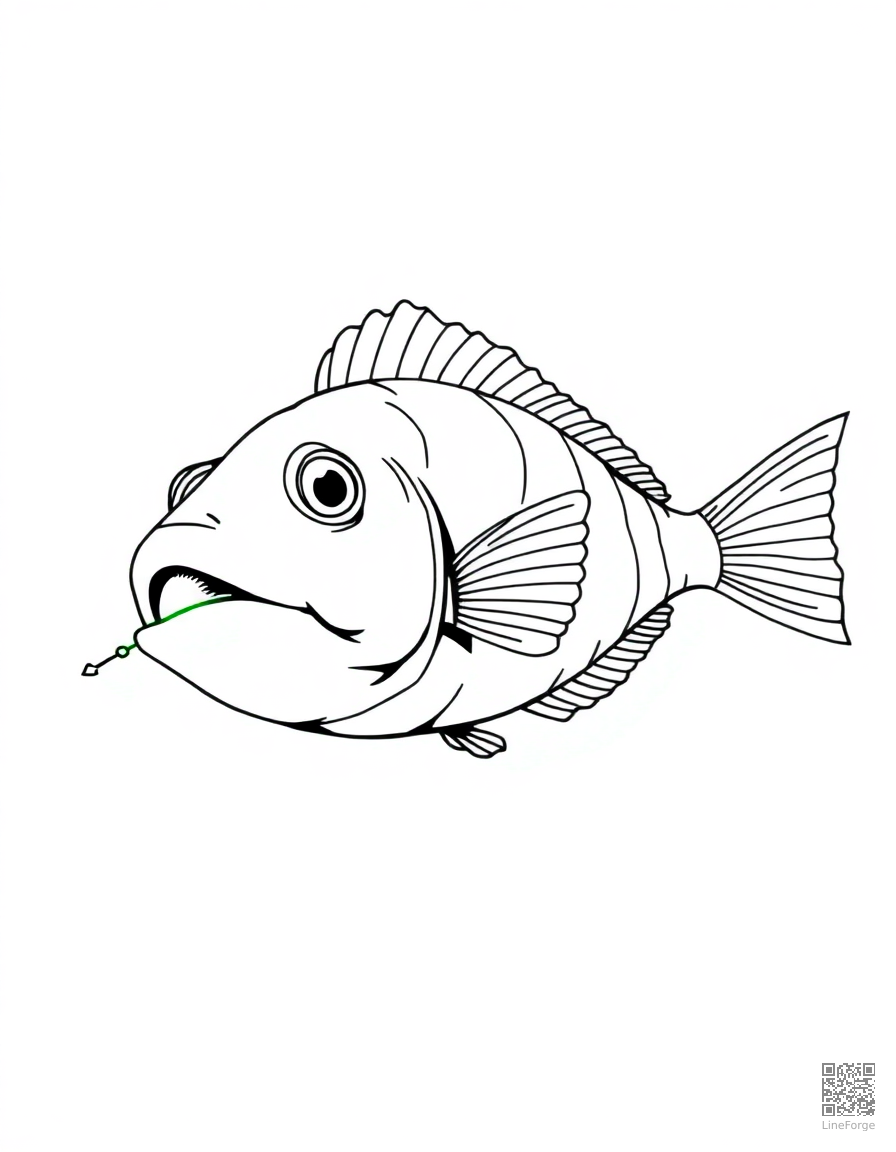 A deep sea anglerfish with bioluminescent lure coloring page Manga style - free printable