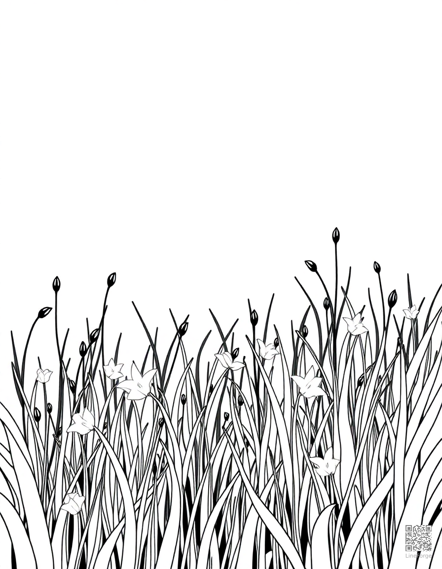 A firefly meadow glowing at twilight coloring page Contour style - free printable