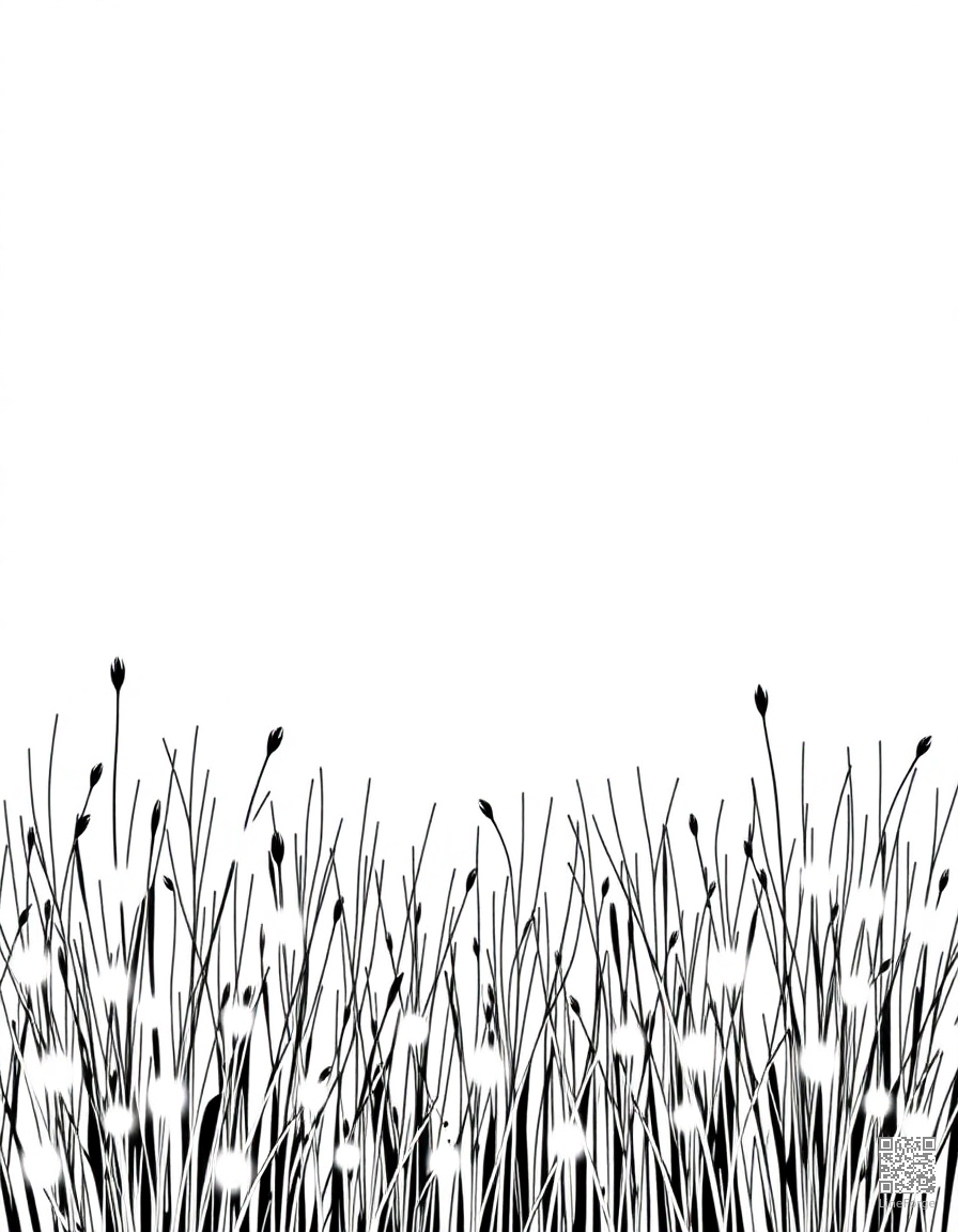 A firefly meadow glowing at twilight coloring page Minimal style - free printable