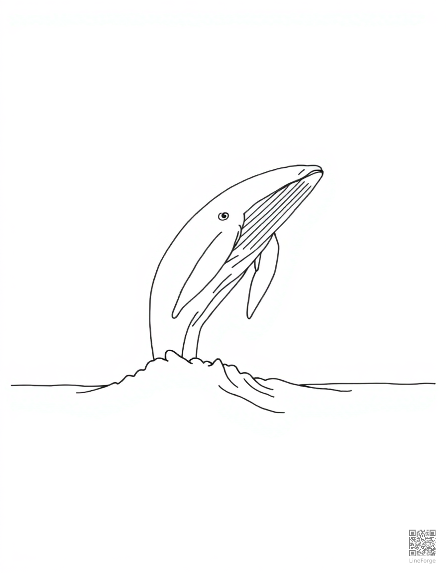 A humpback whale breaching from the ocean surface coloring page Minimal style - free printable