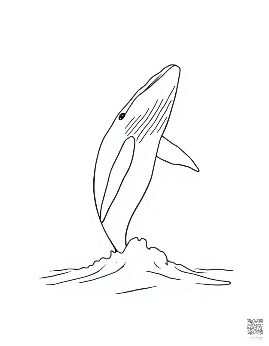 A humpback whale breaching from the ocean surface coloring page Minimal style - free printable