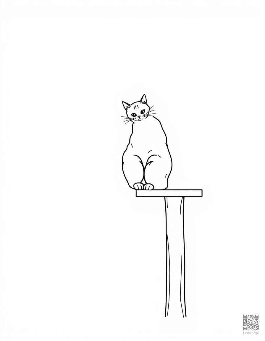 A maine coon cat climbing a tall cat tree coloring page Minimal style - free printable