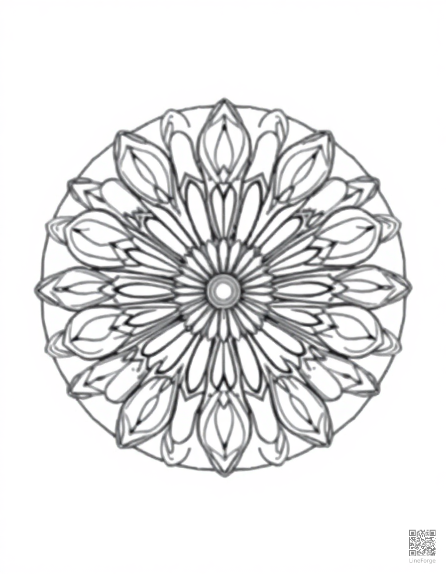 A mandala with butterfly wing patterns coloring page Contour style - free printable