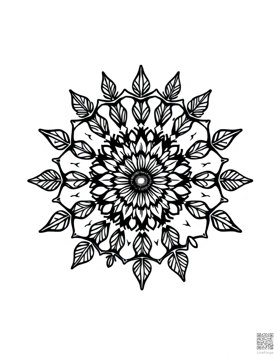 A mandala with ocean waves and seashell designs coloring page Minimal style - free printable