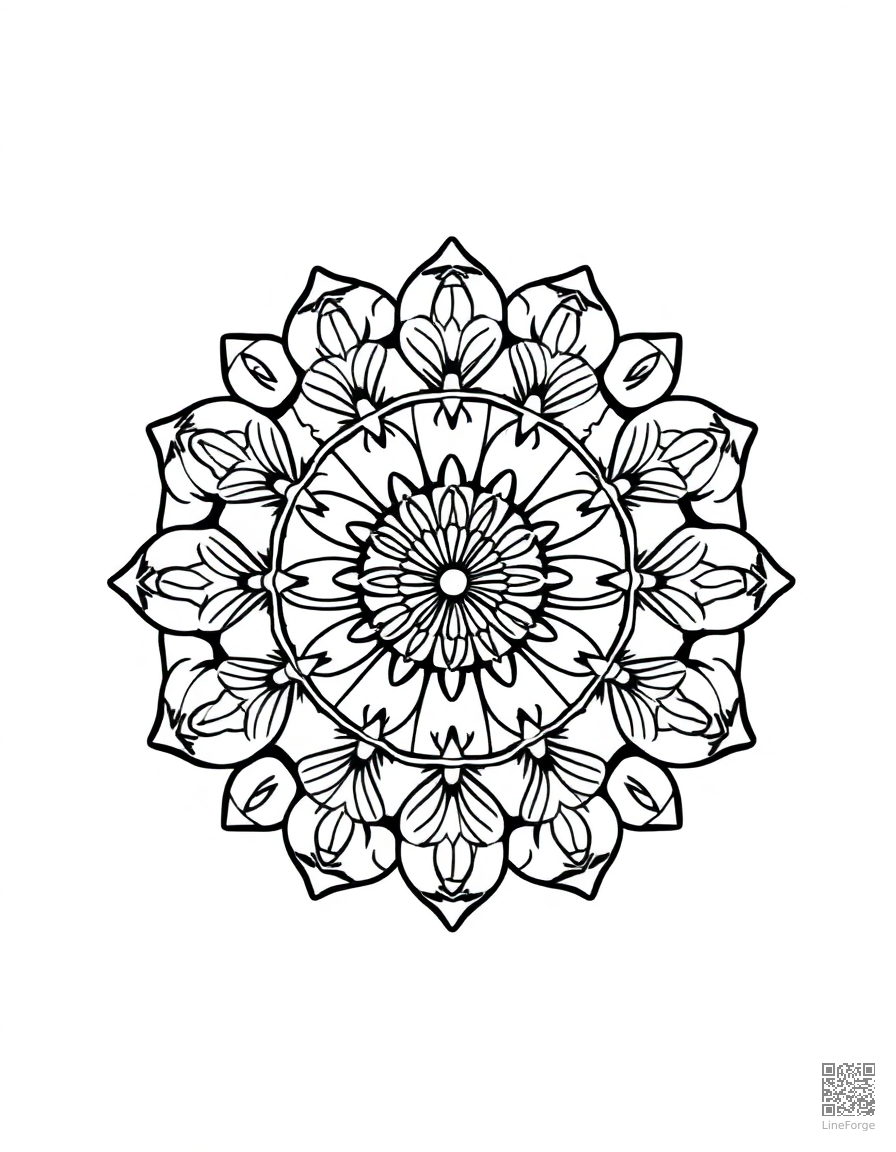 A mandala with ocean waves and seashell designs coloring page Minimal style - free printable