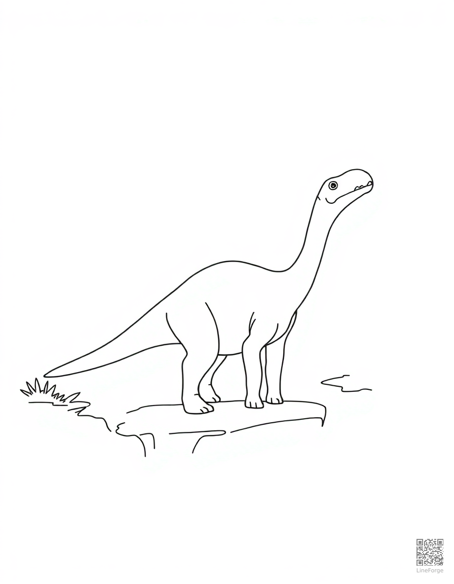 A parasaurolophus calling near a waterfall coloring page Minimal style free printable