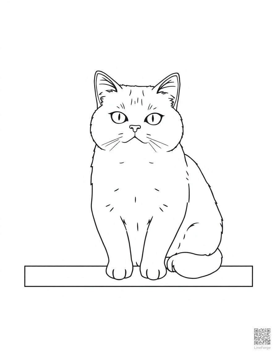 A scottish fold cat with folded ears on a shelf coloring page Minimal style - free printable