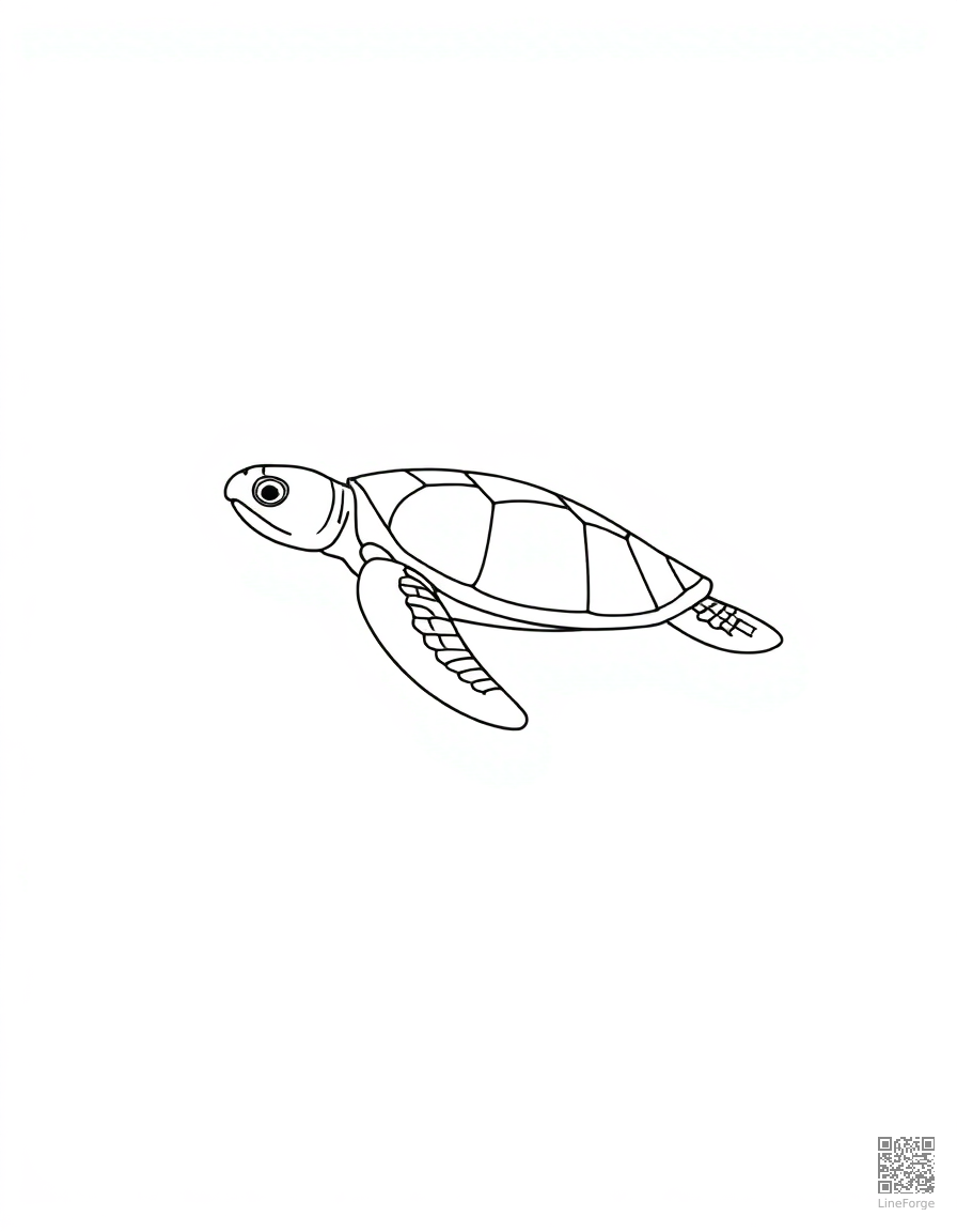 A sea turtle gliding over a coral reef coloring page Minimal style - free printable