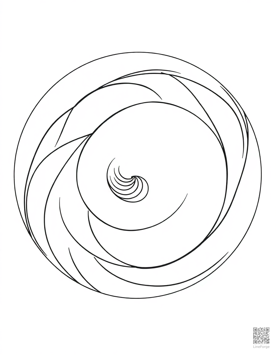 abstract swirl pattern filling a circle coloring page Minimal style free printable