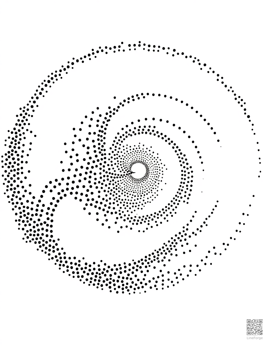 abstract swirl pattern filling a circle coloring page Stipple style free printable