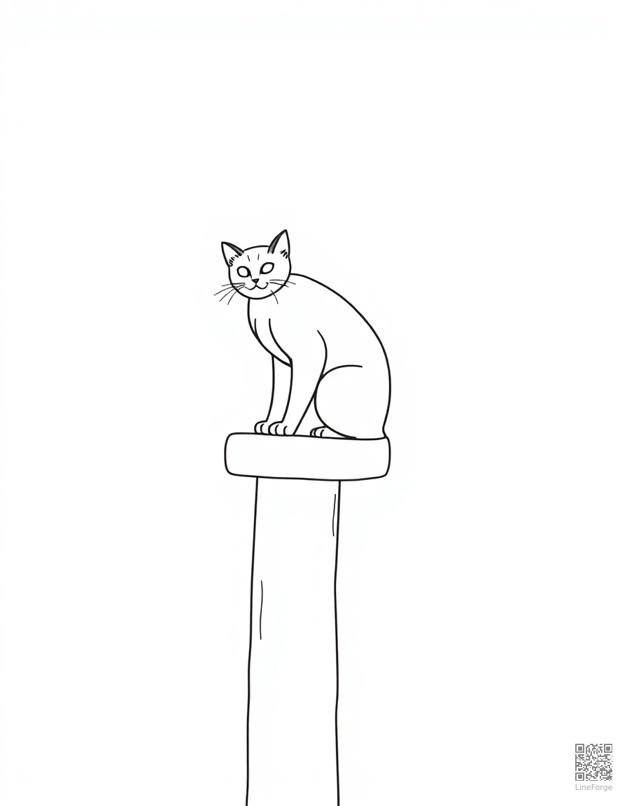 abyssinian cat climbing a tall cat tree coloring page Minimal style - free printable