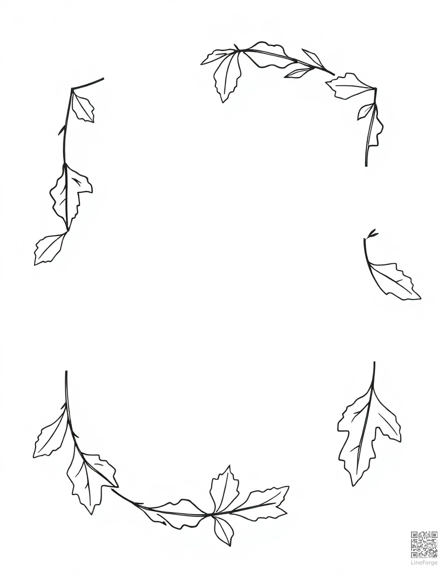 acorn and oak leaf pattern border coloring page Minimal style - free printable