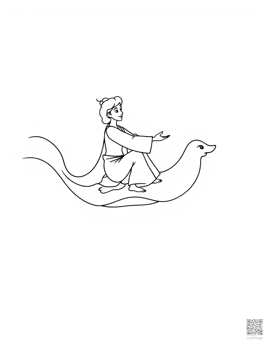 aladdin on a magic carpet ride coloring page Minimal style - free printable
