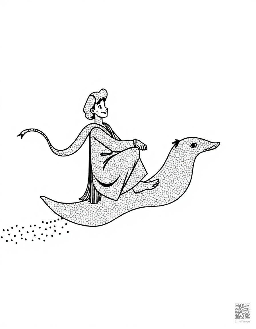 aladdin on a magic carpet ride coloring page Stipple style - free printable