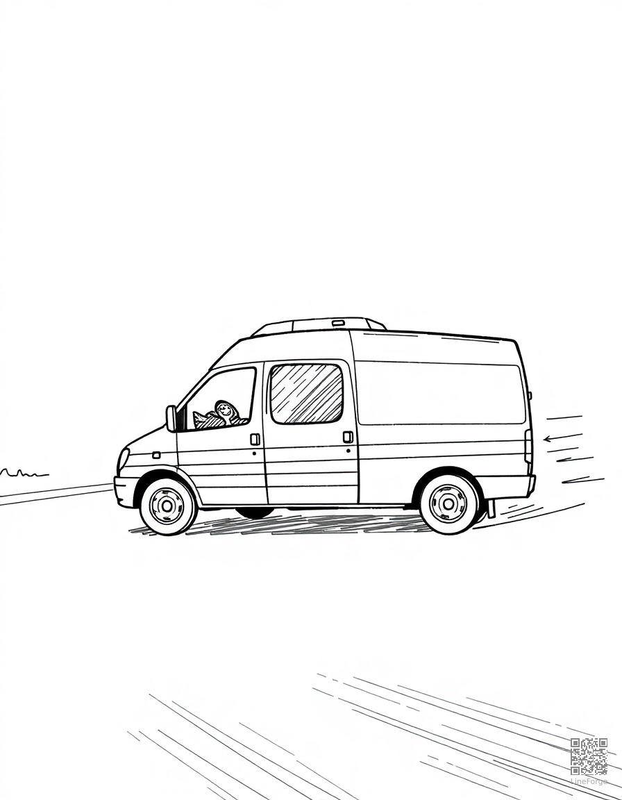 ambulance racing to the hospital coloring page Crosshatch style - free printable