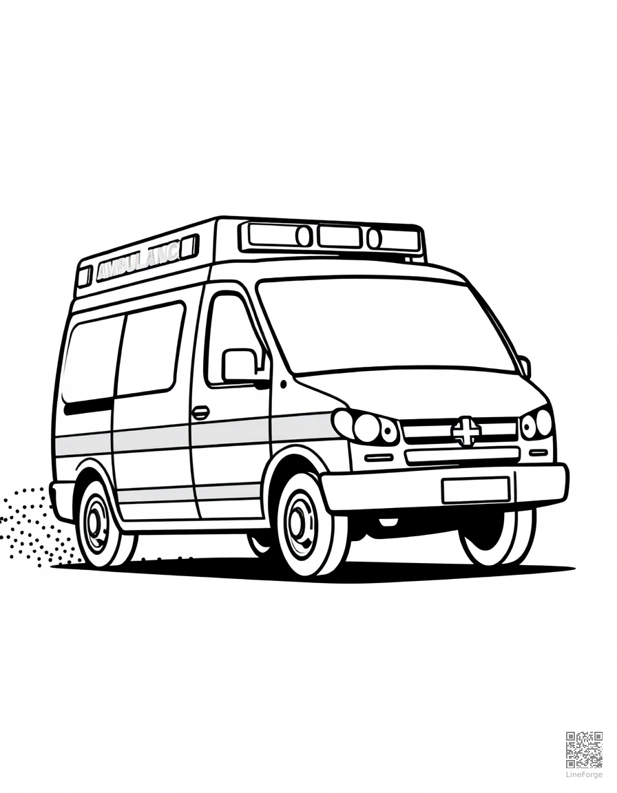 ambulance racing to the hospital coloring page Stipple style - free printable