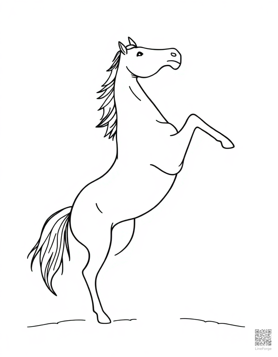 An arabian horse rearing up in the desert coloring page Minimal style free printable