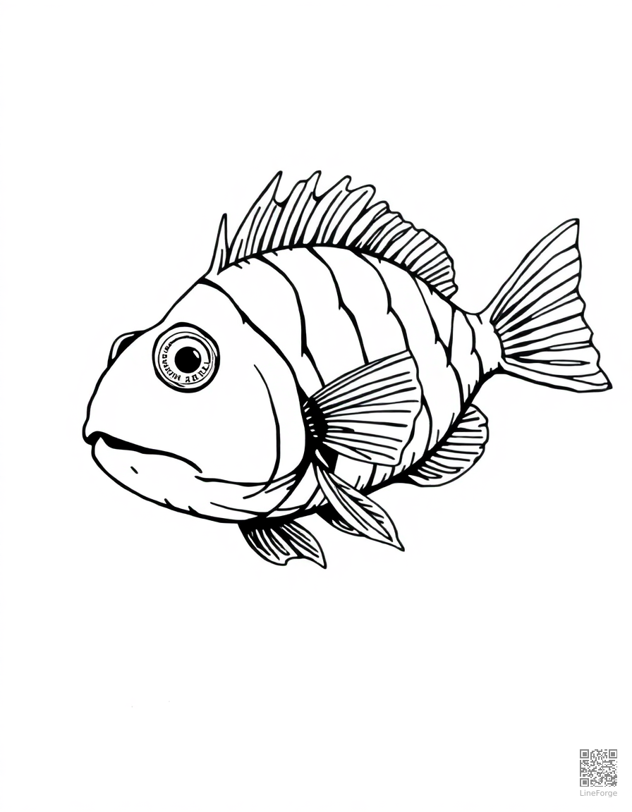 anglerfish in the deep dark ocean coloring page Crosshatch style - free printable