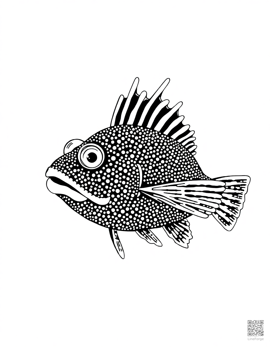 anglerfish in the deep dark ocean coloring page Stipple style - free printable