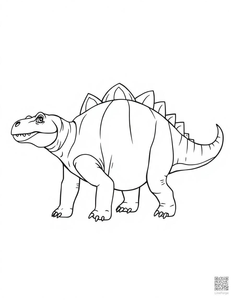 ankylosaurus with its armored back and club tail coloring page Contour style - free printable