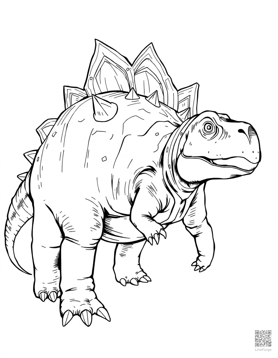 ankylosaurus with its armored back and club tail coloring page Manga style - free printable
