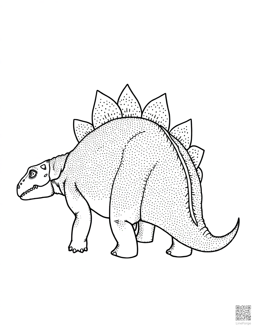 ankylosaurus with its armored back and club tail coloring page Stipple style - free printable