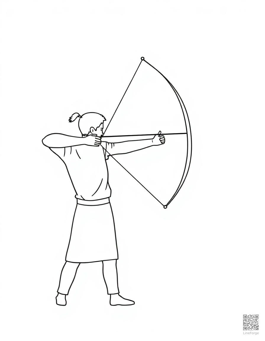 archer aiming at a target coloring page Minimal style - free printable