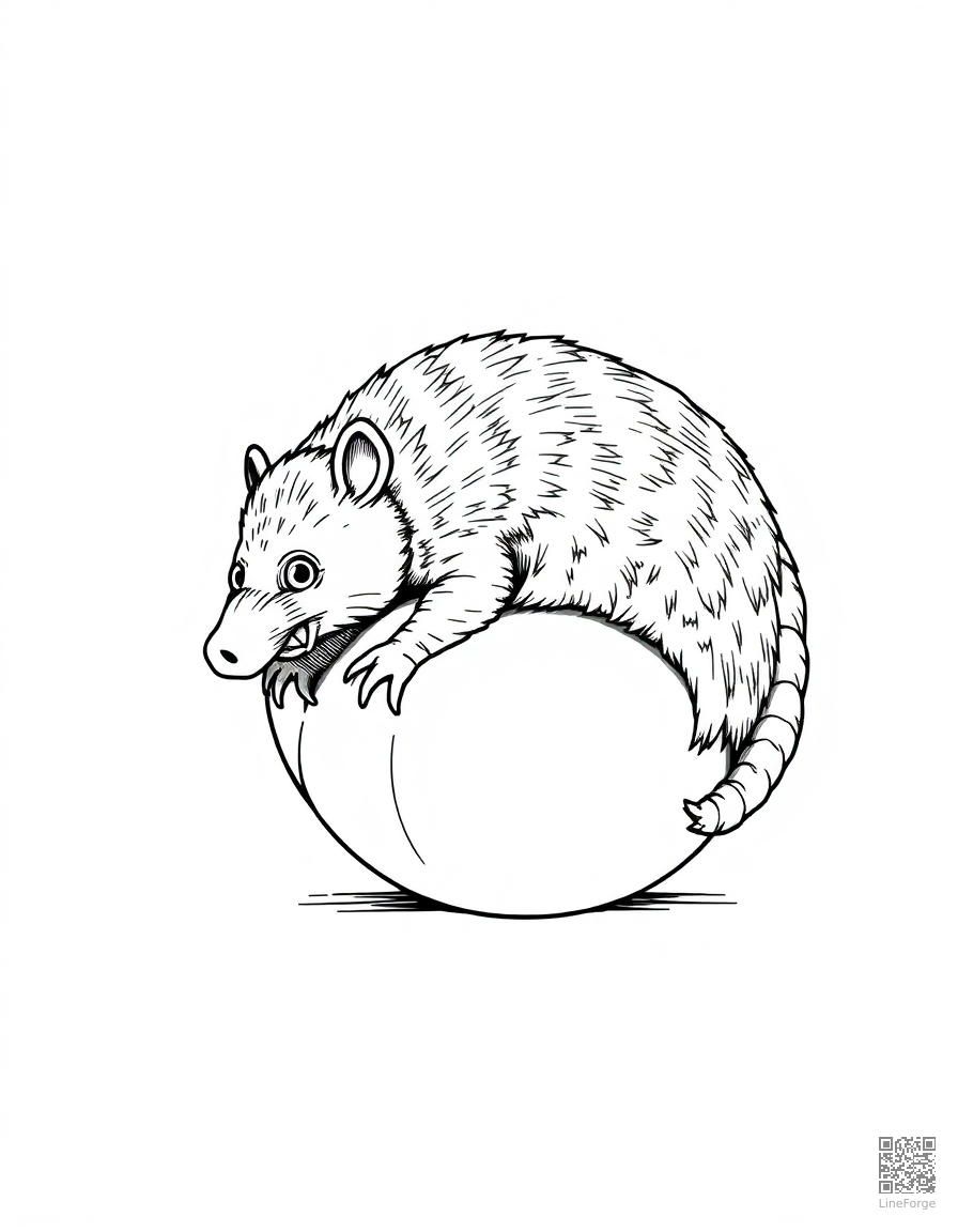armadillo rolling into a ball coloring page Manga style free printable