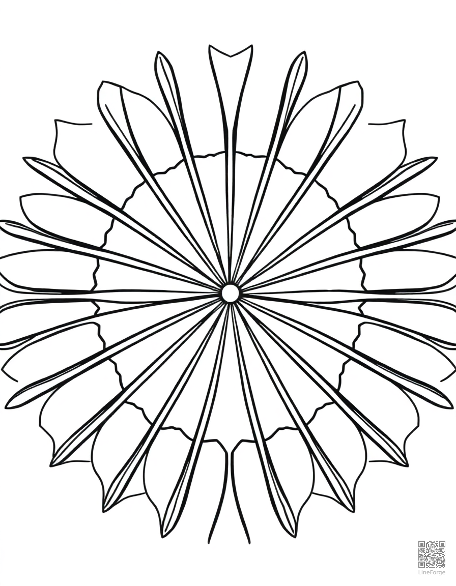 art deco fan pattern design coloring page Contour style - free printable