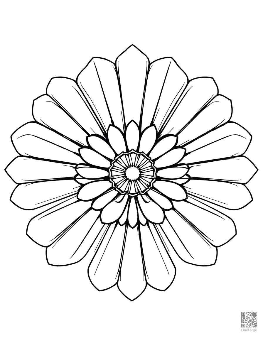 art deco fan pattern design coloring page Manga style free printable