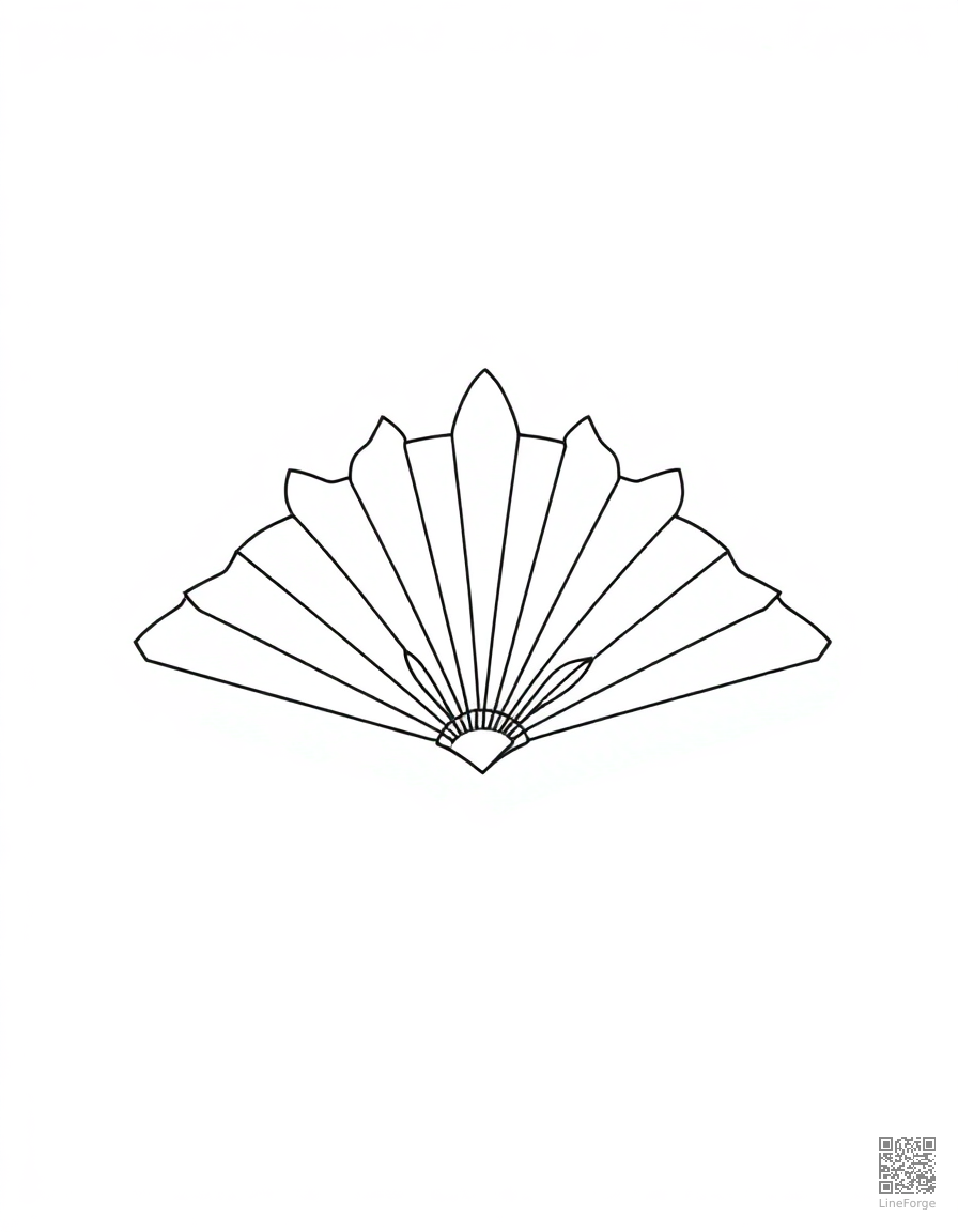 art deco fan pattern design coloring page Minimal style free printable