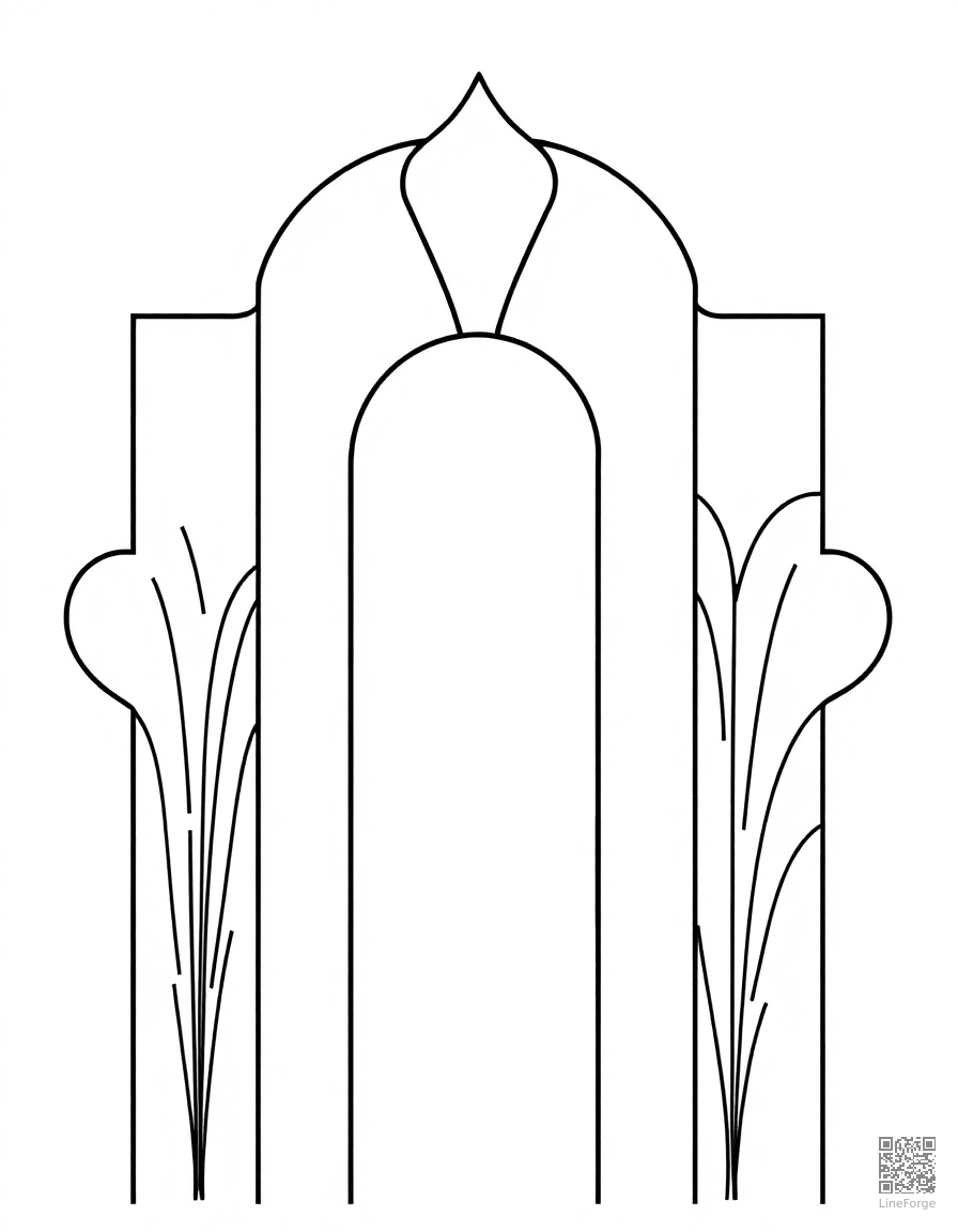 Art deco geometric design coloring page Contour style - free printable