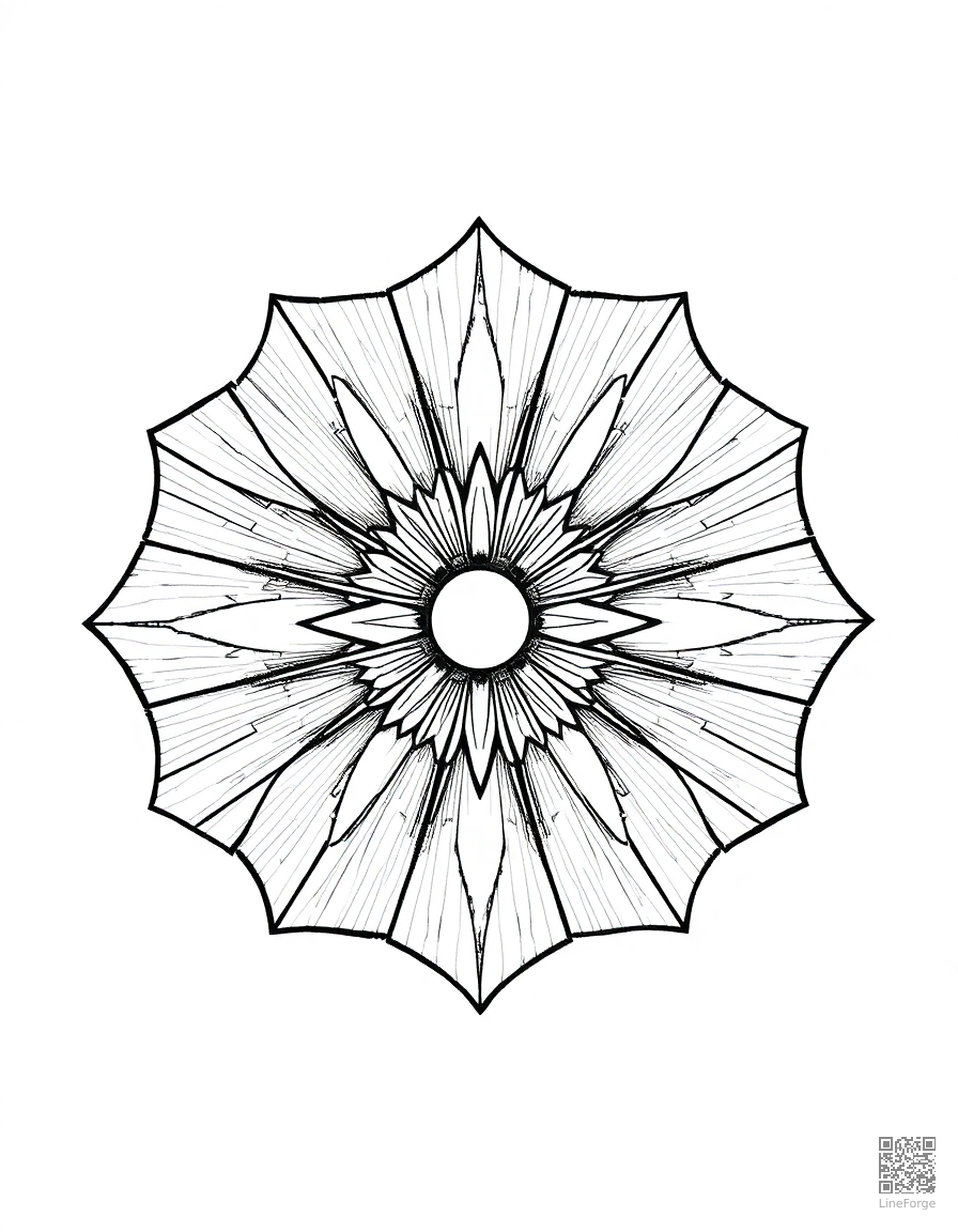 Art deco geometric design coloring page Crosshatch style free printable