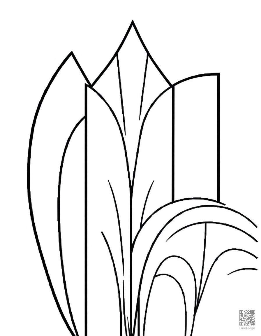 Art deco geometric design coloring page Minimal style - free printable