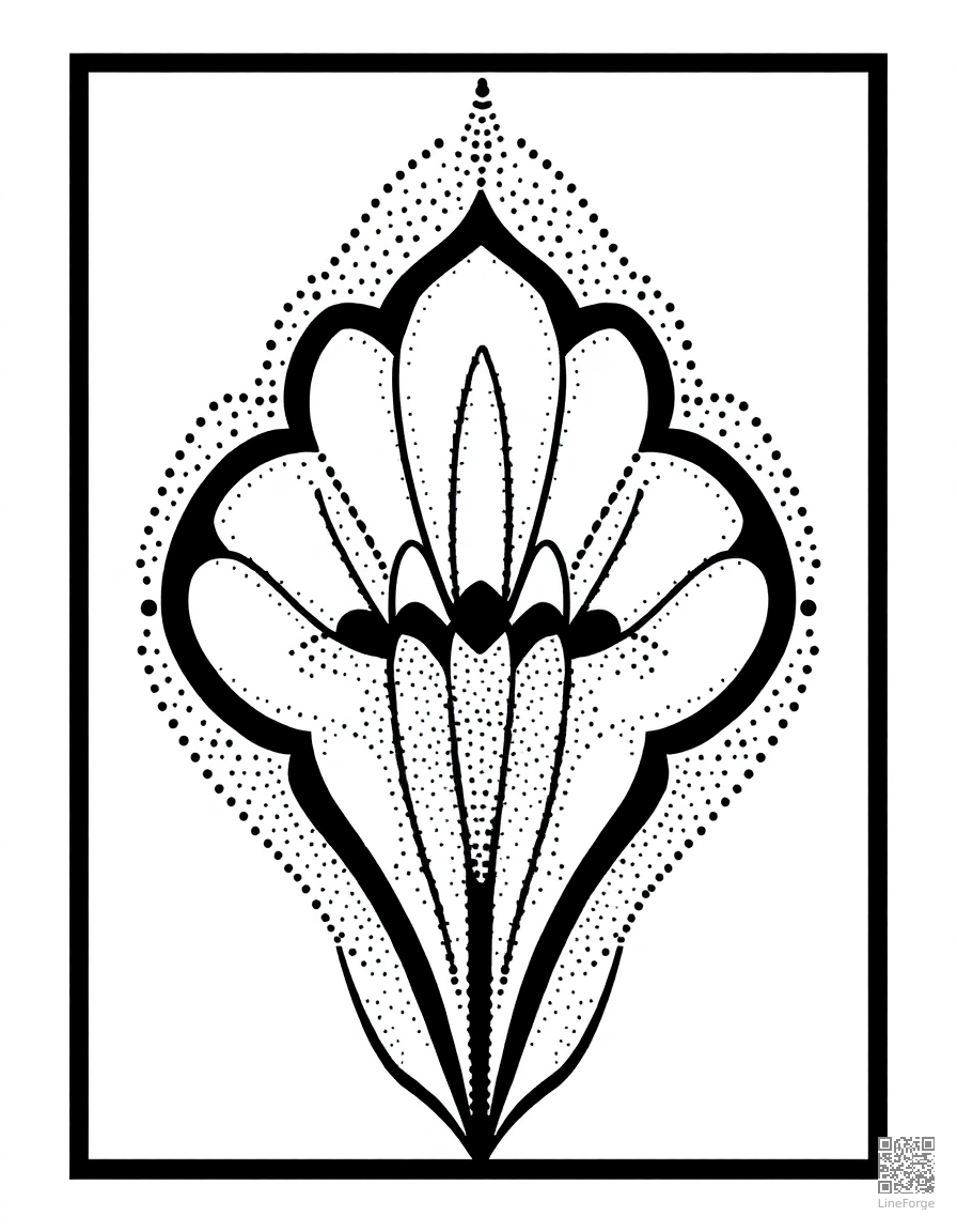 Art deco geometric design coloring page Stipple style free printable