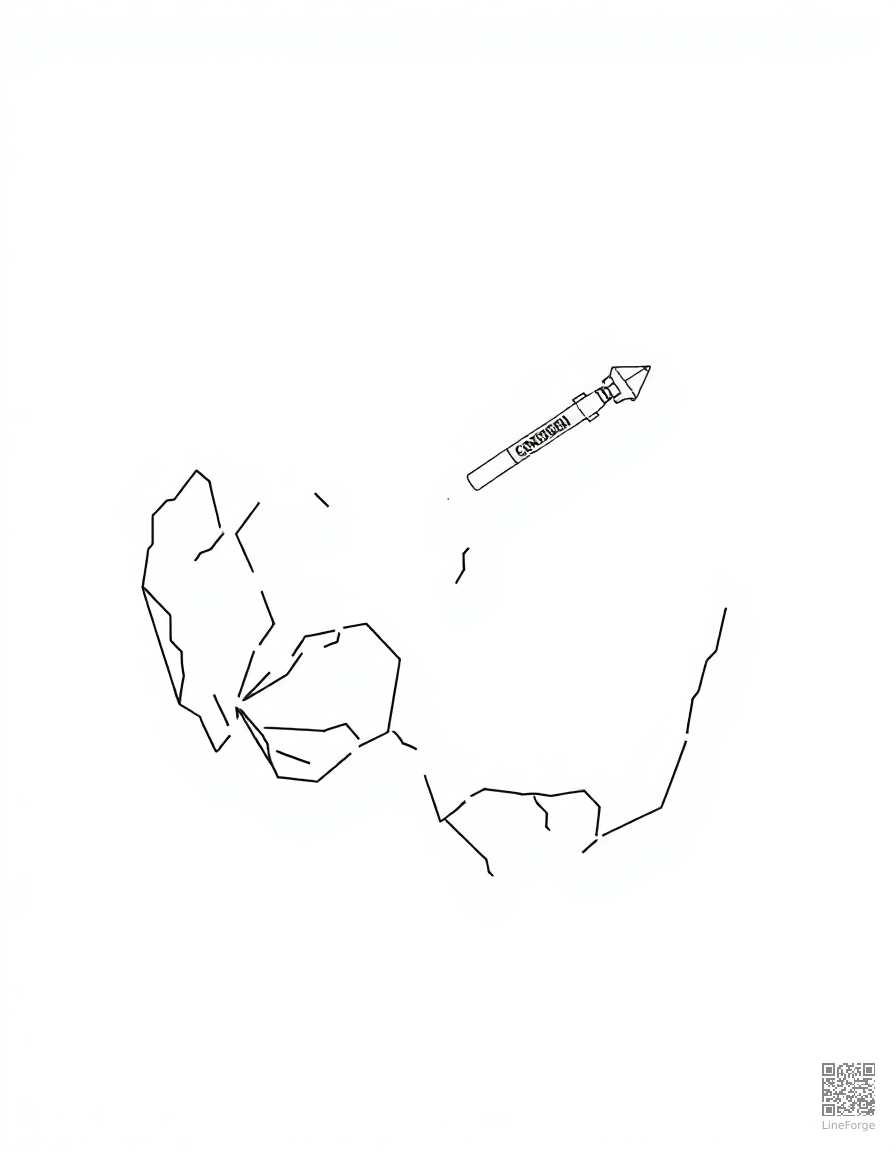 asteroid belt with mining spacecraft coloring page Minimal style - free printable