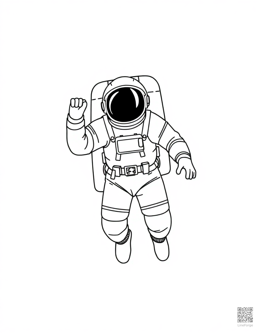 astronaut doing a spacewalk coloring page Minimal style - free printable