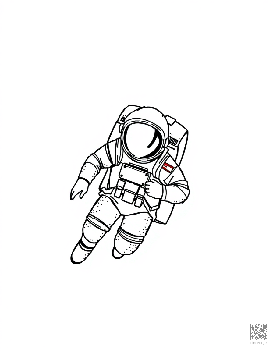 astronaut doing a spacewalk coloring page Stipple style - free printable
