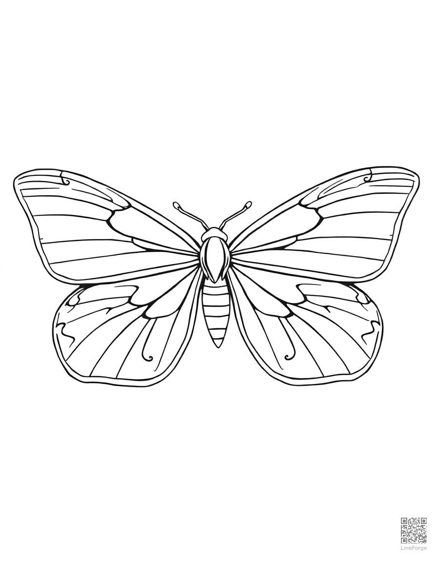 atlas moth with enormous wings spread coloring page Contour style - free printable