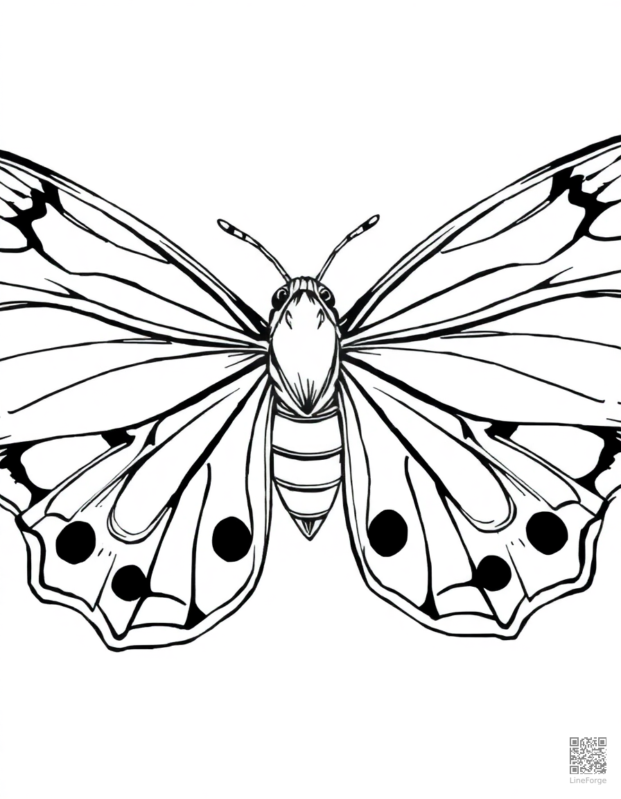 atlas moth with enormous wings spread coloring page Manga style free printable