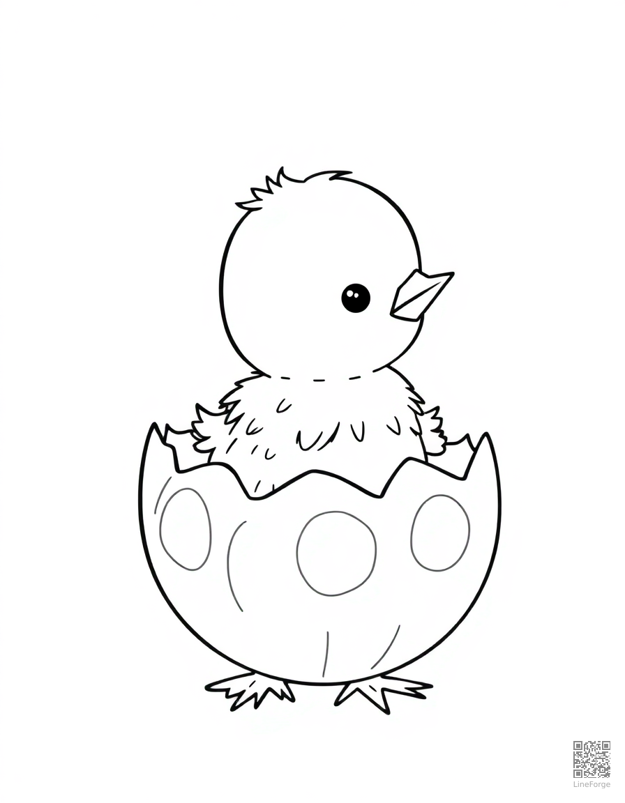 baby chick hatching from a colorful egg coloring page Contour style - free printable