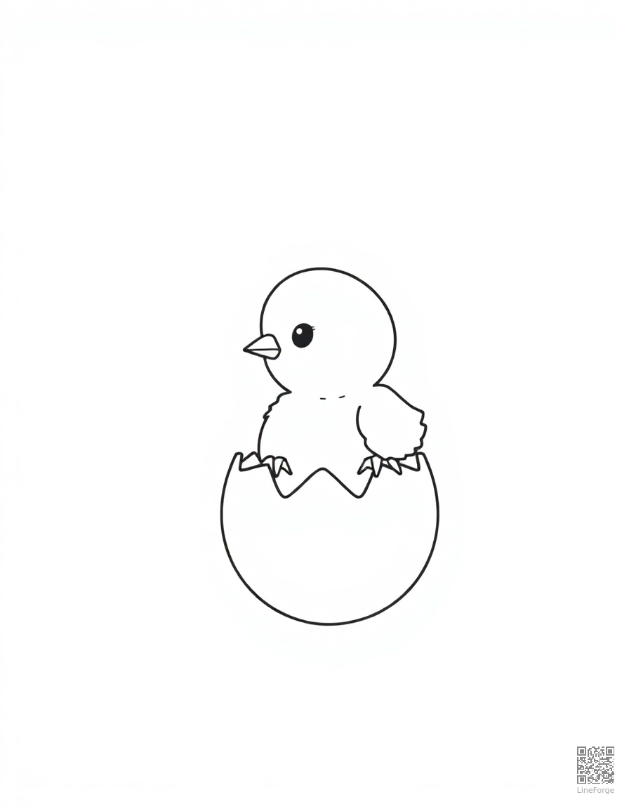 baby chick hatching from a colorful egg coloring page Minimal style - free printable