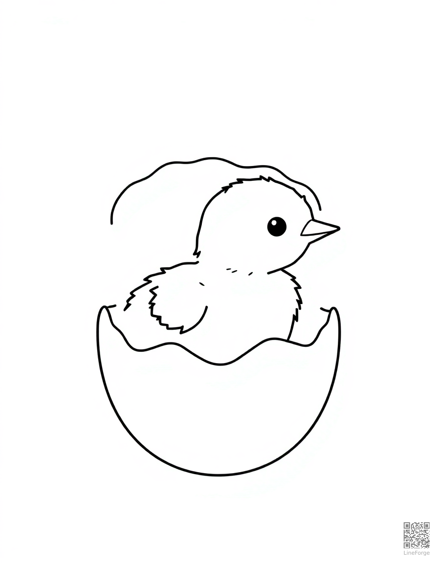 Baby chick hatching from an egg coloring page Minimal style - free printable