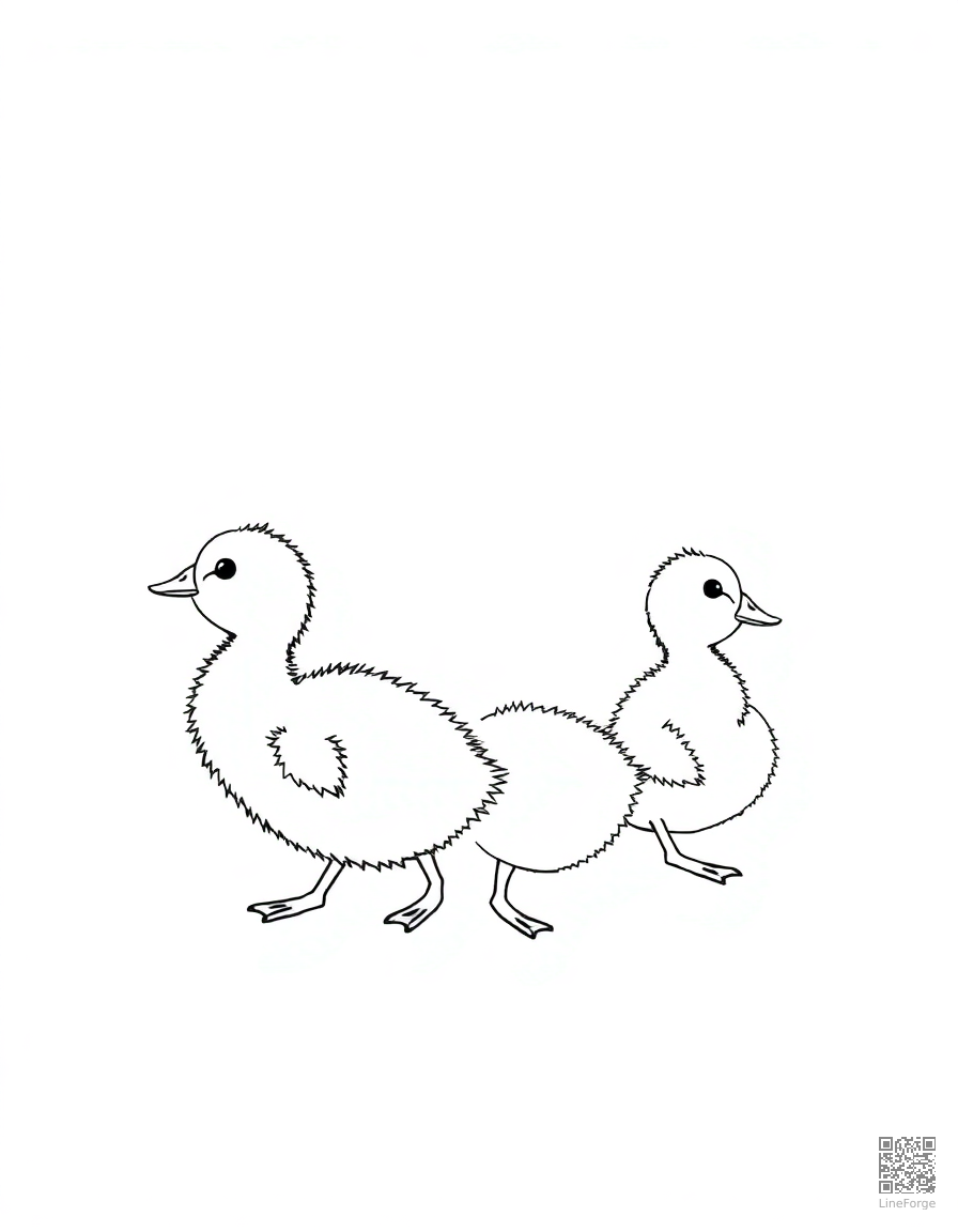 baby ducks following their mother coloring page Minimal style - free printable