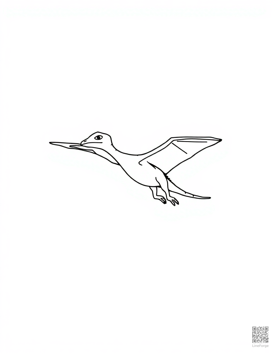 baby pterodactyl learning to fly coloring page Minimal style - free printable