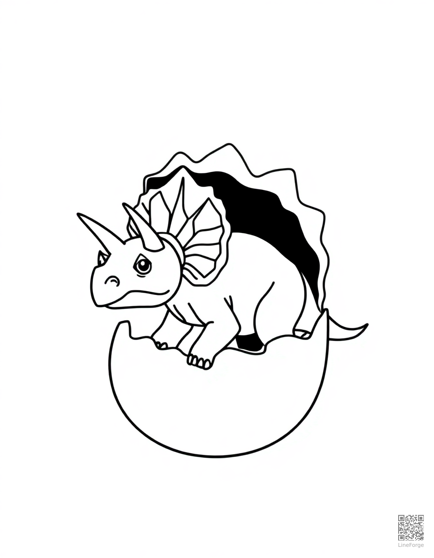 baby triceratops hatching from a giant egg coloring page Minimal style - free printable