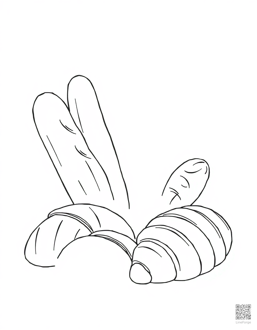 bakery with bread loaves and croissants coloring page Minimal style - free printable