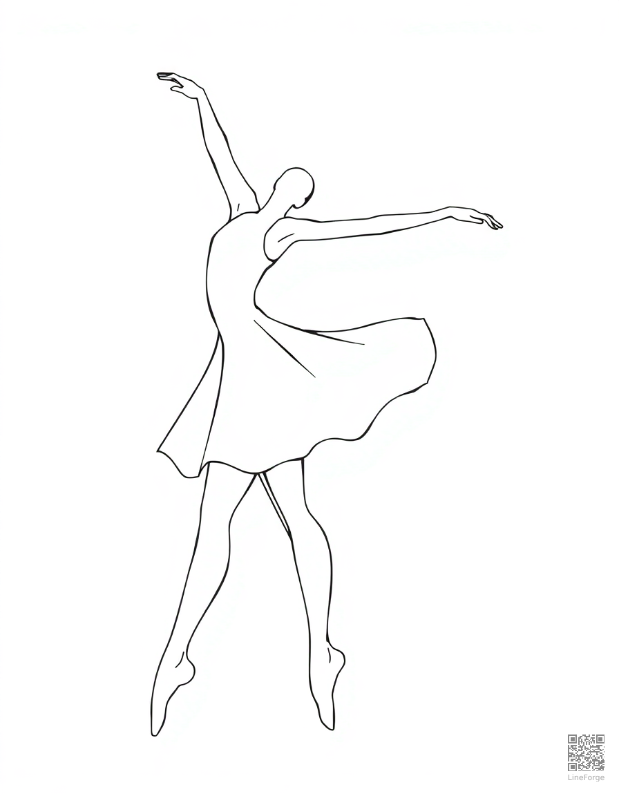 ballet dancer in a graceful pose coloring page Minimal style - free printable
