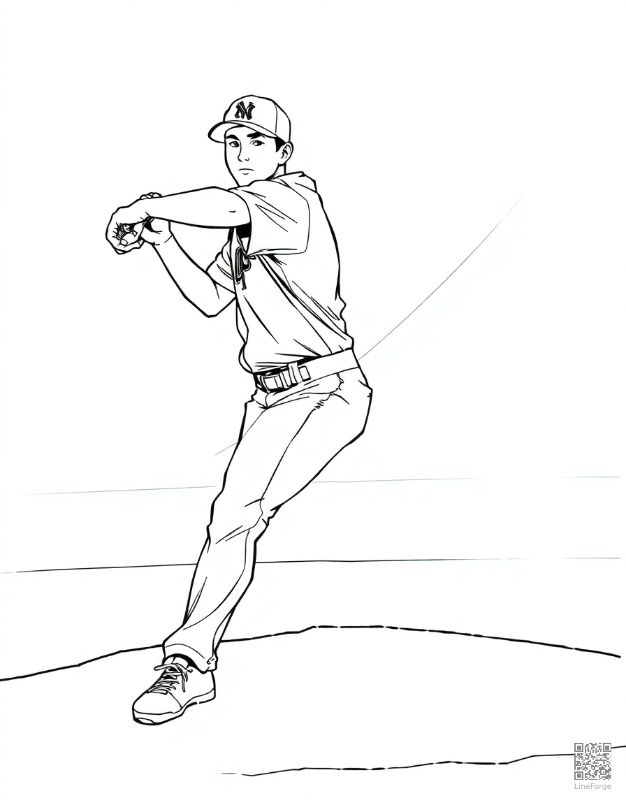 baseball pitcher on the mound coloring page Manga style - free printable